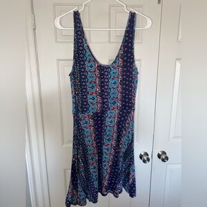 Patterned Blue and Red Women's Dress